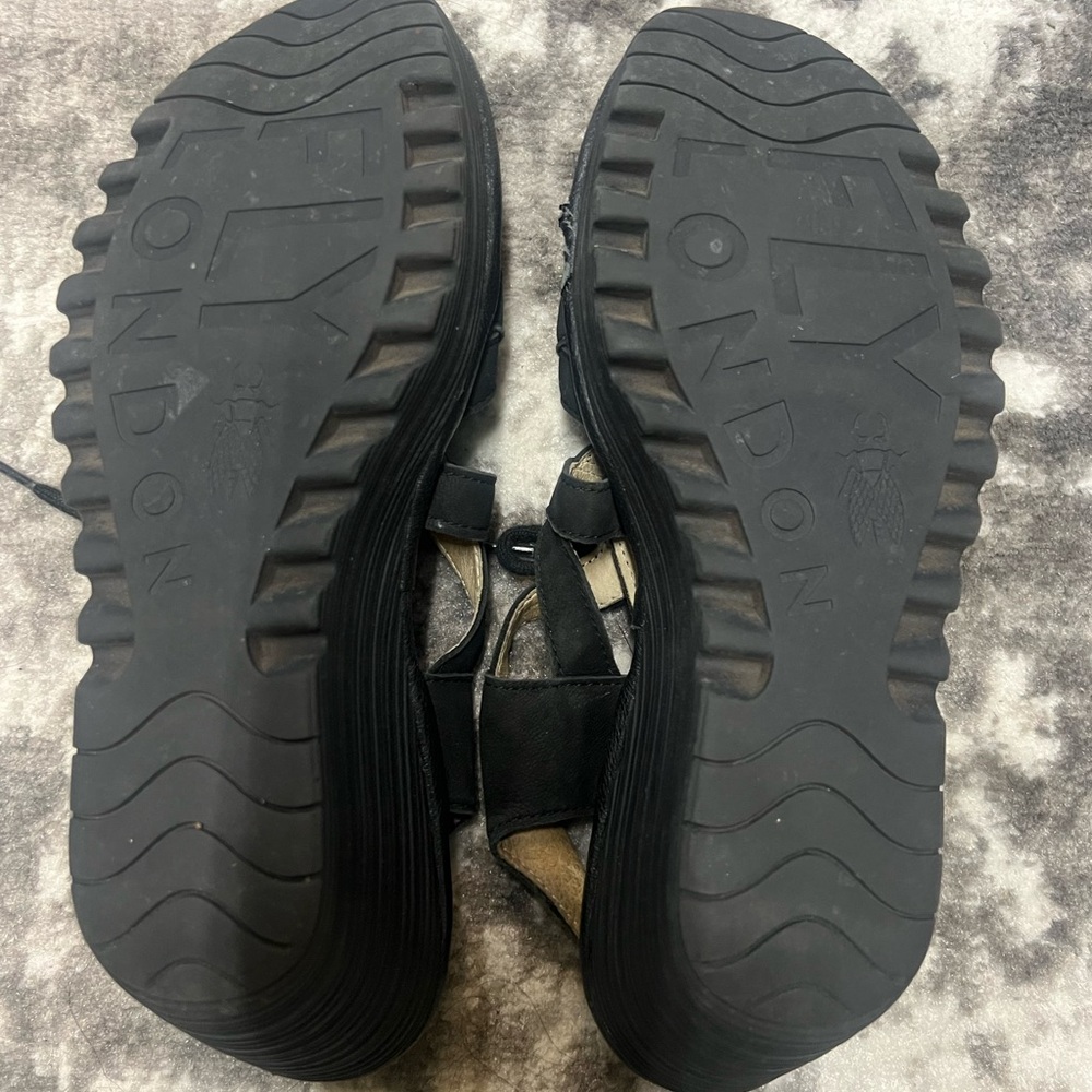 Fly London Black Lace-Up Women's Sandals - Picture 5 of 6
